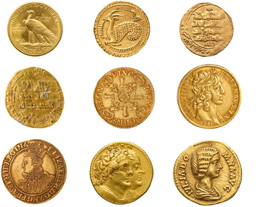 pièces en or de différents pays
